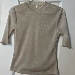 Anthropologie Sparkling Beige Knit Top